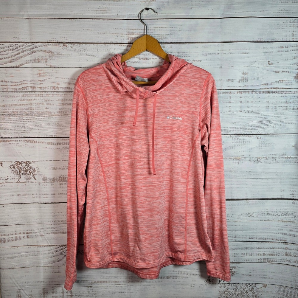 Columbia Women's Pink Space Dye Cowl Neck Performance Pullover Hoodie Size Large
